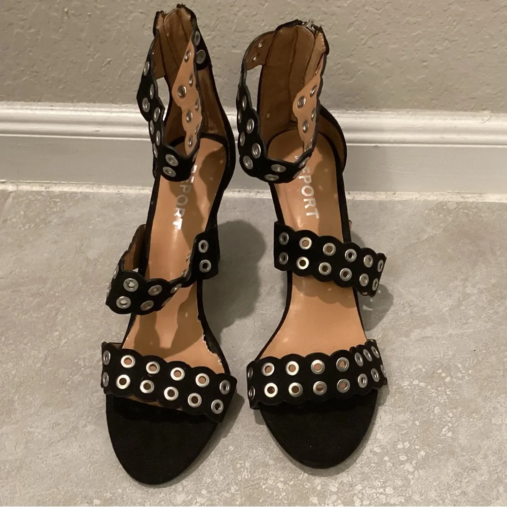Report 'Apollo' Black & Silver, Ankle Strap Heels
